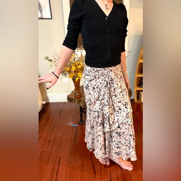 PROENZA SCHOULER Twist-front Layered Printed Georgette MIDI skirt- size 2 - Picture 3 of 6